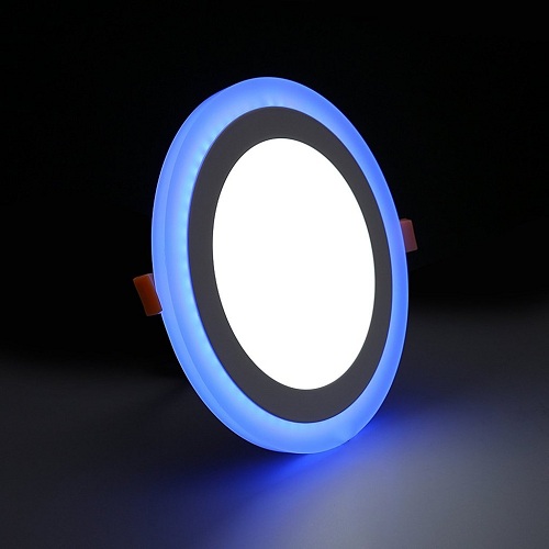 6 + 3 Watt Double Color Round LED Panel Light Side 3D Effect Light Color-Blue And White