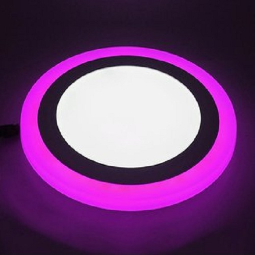 6 + 3 Watt Double Color Round LED Panel Light Side 3D Effect Light Color-Pink And White