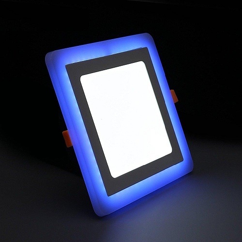 12 + 4 Watt Double Color Square LED Panel Light Side 3D Effect Light Color-Blue And White