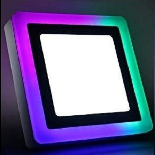 3+3 Watt Double Color Square Surface LED Panel Light Side 3D Effect Light (White & PGB)
