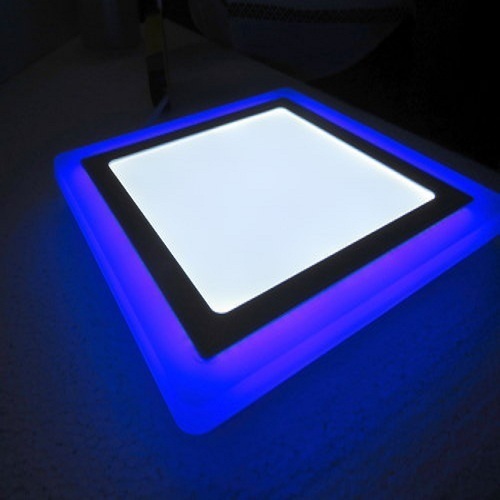 12+4 Watt Double Color Square Surface LED Panel Light Side 3D Effect Light (White & Blue)