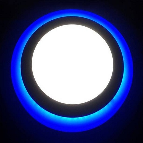 12 + 4 Watt Double Color Round LED Panel Light Side 3D Effect Light Color-Blue And White