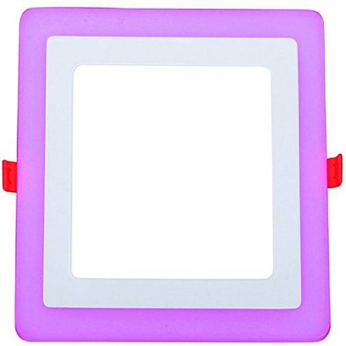 12 + 4 Watt Double Color Square LED Panel Light Side 3D Effect Light Color-Pink And White