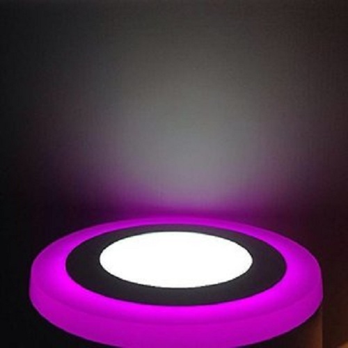 3 + 3 Watt Double Color Round LED Panel Light Side 3D Effect Light Color-Pink And White