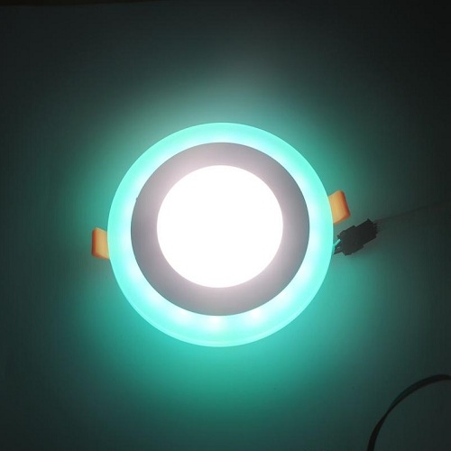 3 + 3 Watt Double Color Round LED Panel Light Side 3D Effect Light Color-Green And White