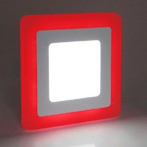 3 + 3 Watt Double Color Square LED Panel Light Side 3D Effect Light Color-White And Red