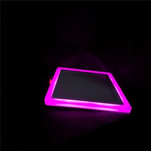 12 + 4 Watt Double Color Square LED Panel Light Side 3D Effect Light Color-Pink And White