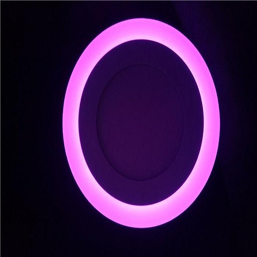6+3 Watt Double Color Round Surface LED Panel Light Side 3D Effect Light (White & Pink)