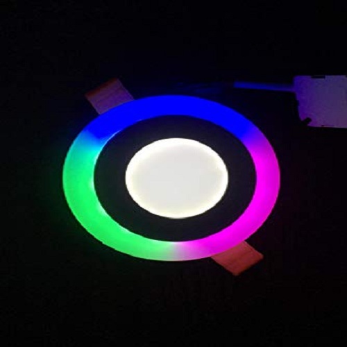 3+3 Watt Double Color Round Surface LED Panel Light Side 3D Effect Light (White & PGB)