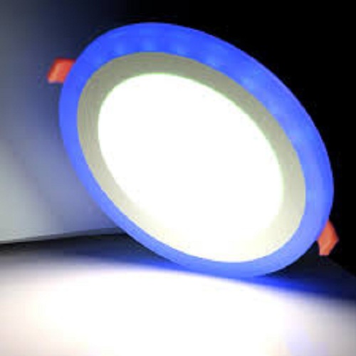 6 + 3 Watt Double Color Round LED Panel Light Side 3D Effect Light Color-Blue And White