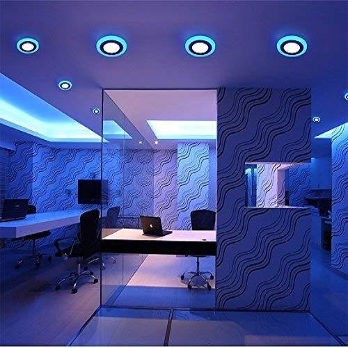 3 + 3 Watt Double Color Round LED Panel Light Side 3D Effect Light Color-Blue And White